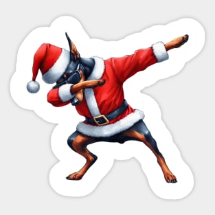 Christmas Doberman Pinscher Dog Dabbing Dance Sticker